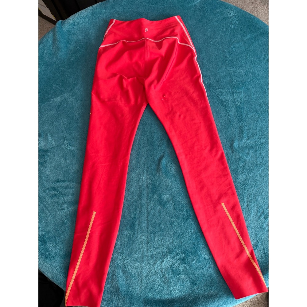 Peloton Red High Rise Full Length Leggings Reflective Trim Womens Small Repreve